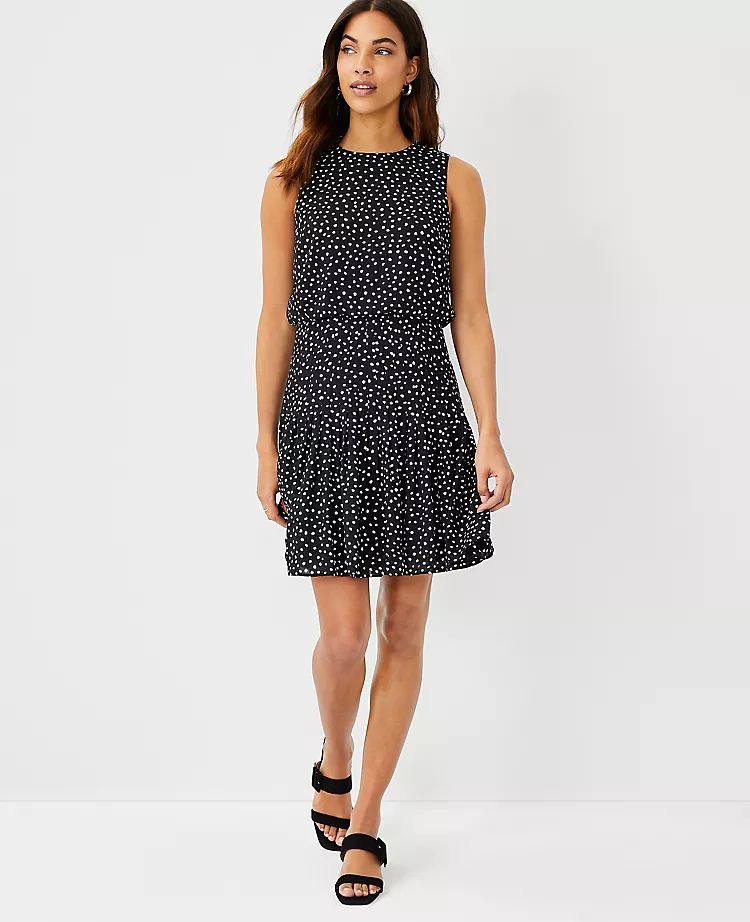Spotted Pleated Flare Dress | Ann Taylor | Ann Taylor (US)