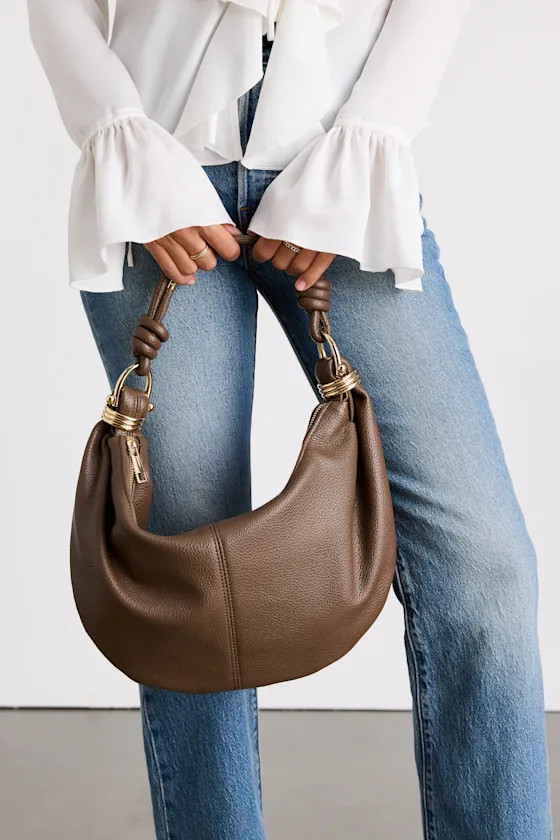 Lydia Brown Crescent Shoulder Bag | Lulus