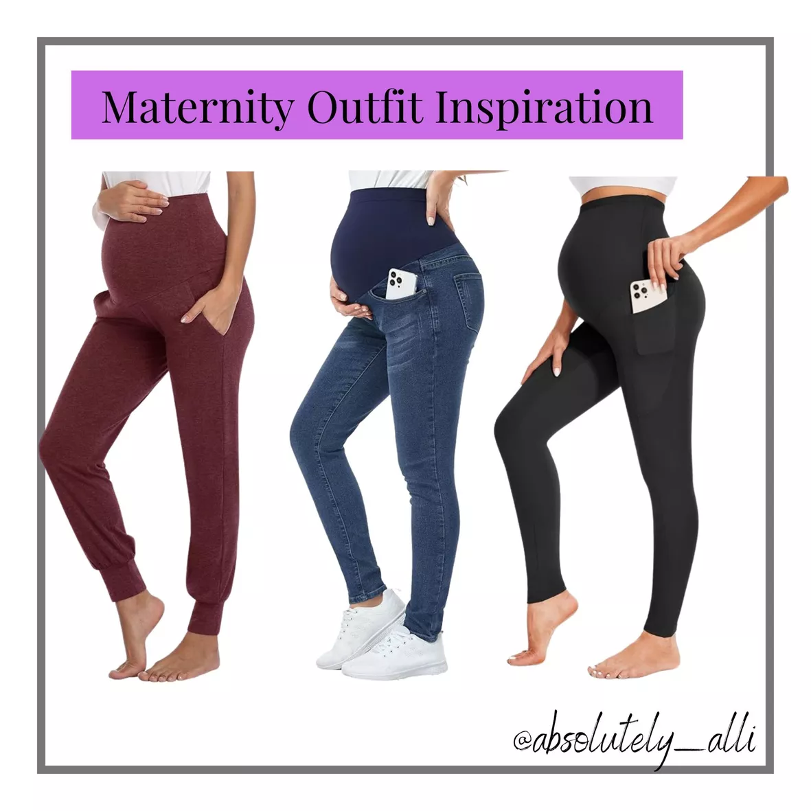PACBREEZE Women's Maternity Work Pants Stretchy High Waist Skinny