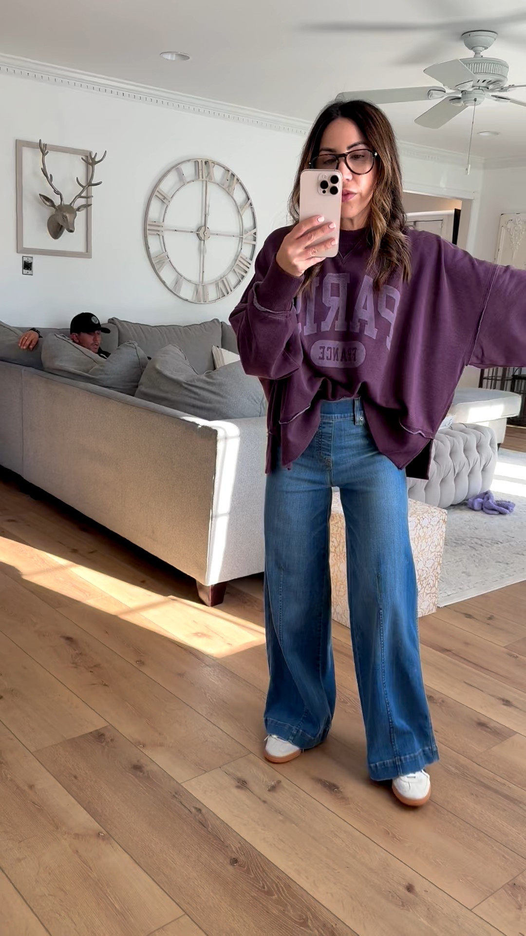 Spanx code WEAR25 9/21 only. wide leg jeans small petite. Sweatshirt small.

#LTKFindsUnder50 #LTKFindsUnder100 #LTKSaleAlert