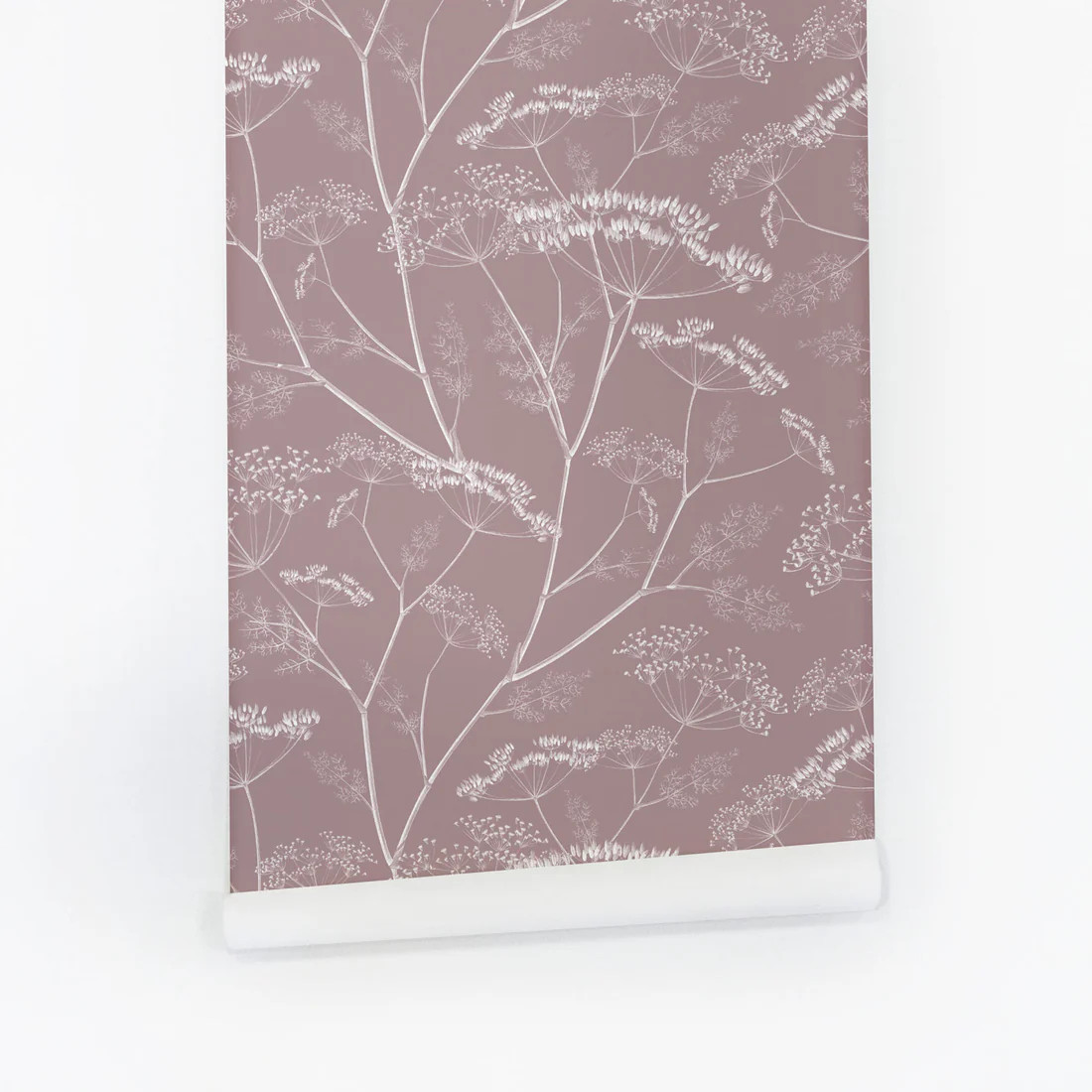 Dusty Pink botanical wildflower nursery wallpaper | Livettes Wallpaper
