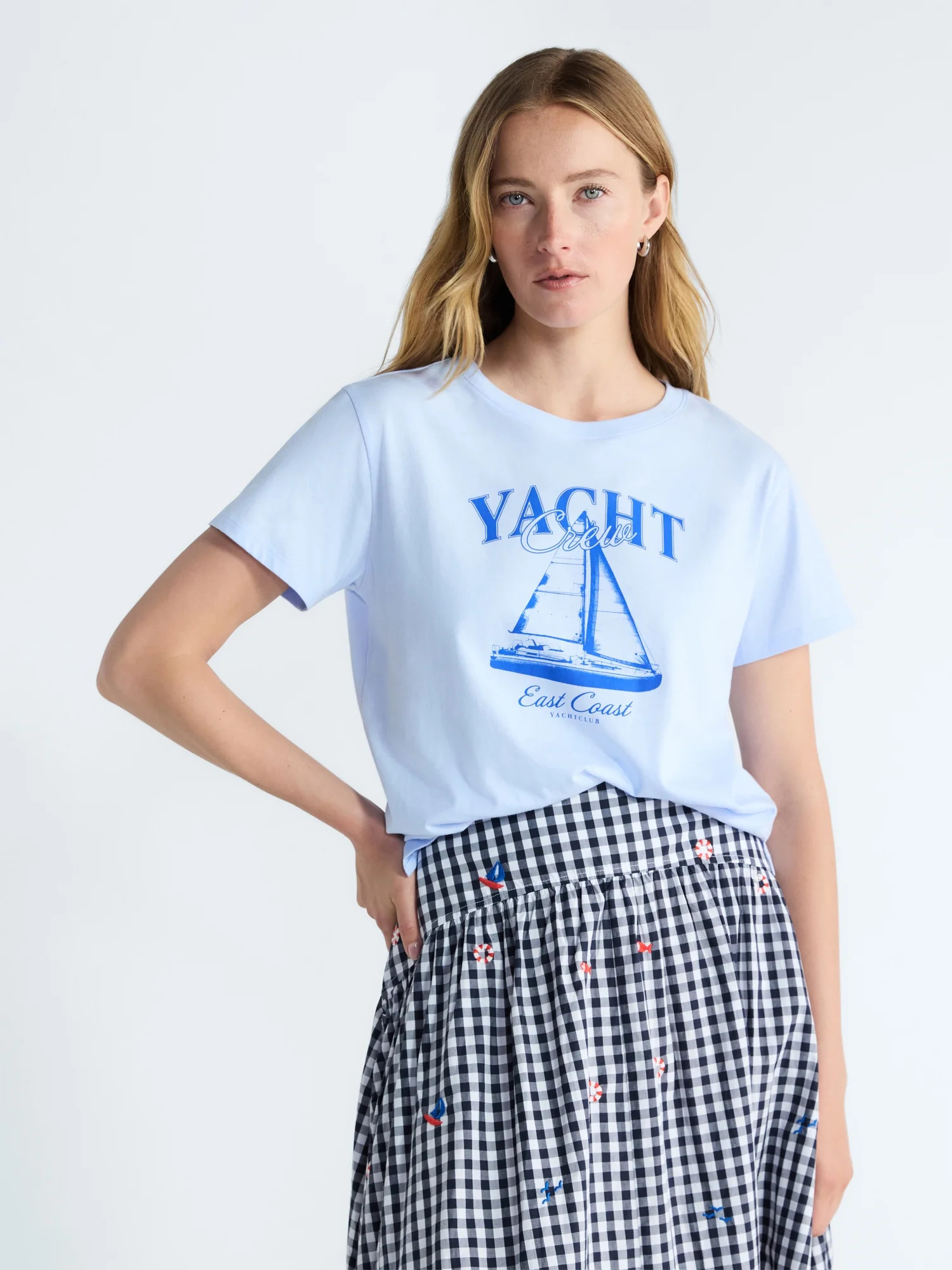 Free Assembly Women's and Women's Plus Cotton Cropped Boxy Tee with Short Sleeves, Sizes XS-4X | Walmart (US)