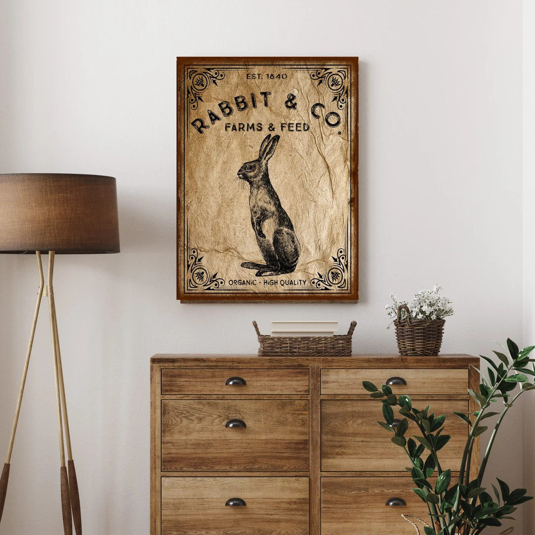 Rabbit & Co. Farms and Feed Easter Sign Vintage Easter - Etsy | Etsy (US)