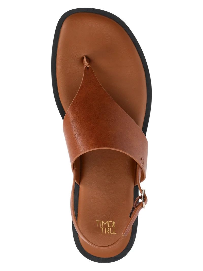 Time and Tru Women's Hooded Faux Leather Thong Sandals | Walmart (US)
