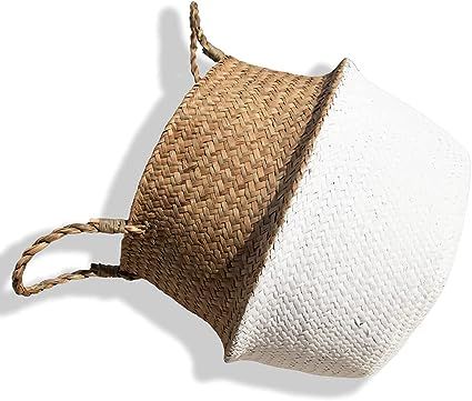 Woven Seagrass Belly Basket for Storage, Laundry, Picnic, Plant Pot Cover, and Grocery and Toy St... | Amazon (US)