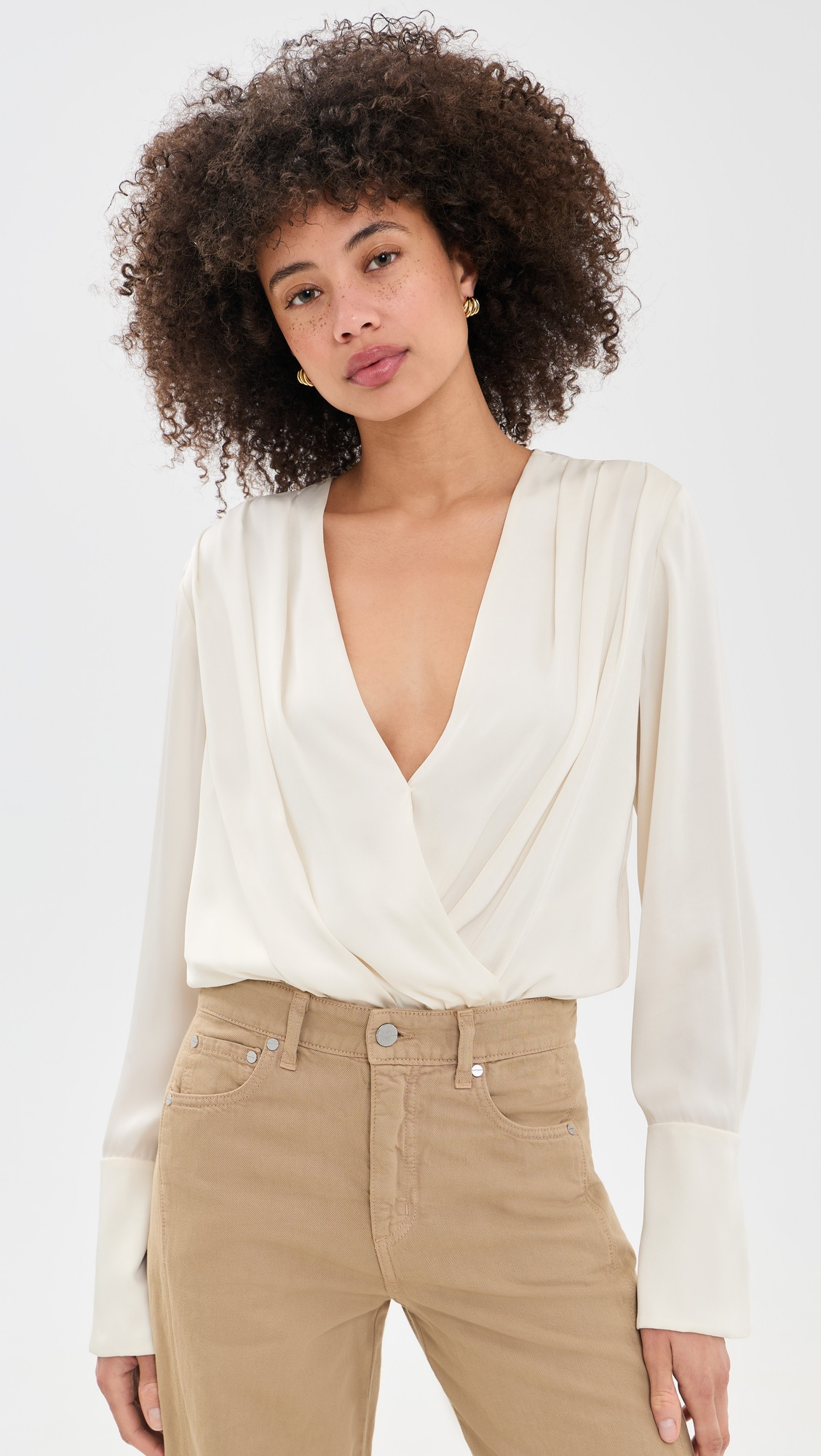 Favorite Daughter The Date Blouse Thong Bodysuit Ivory L | Shopbop