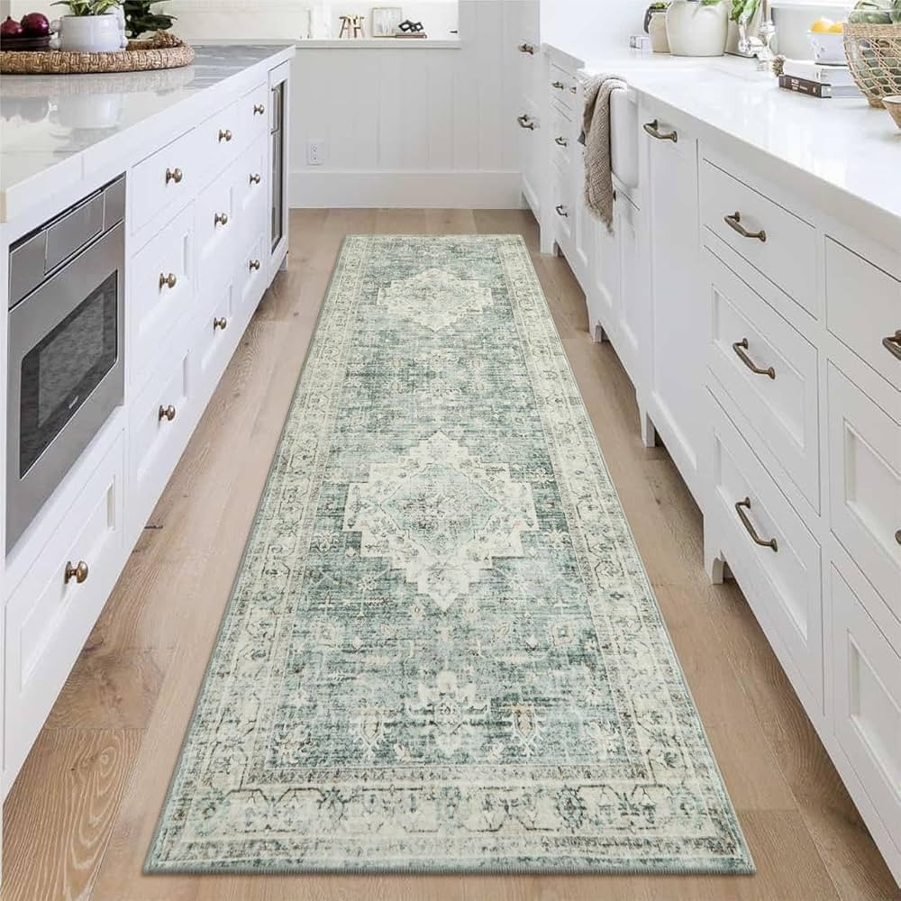 LIVEBOX Sage Green Runner Rug Non Slip 2.5x8 - Bohemian Bedroom Rugs Long Hallway Rug for Home De... | Amazon (US)