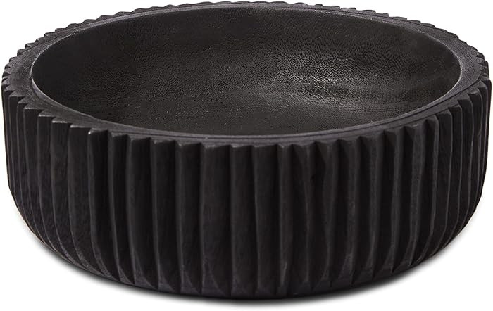 DN DECONATION Wooden Decorative Bowl, 9.84” Black Wood Fruit Bowl for Rustic Home Decor, Key Bo... | Amazon (US)