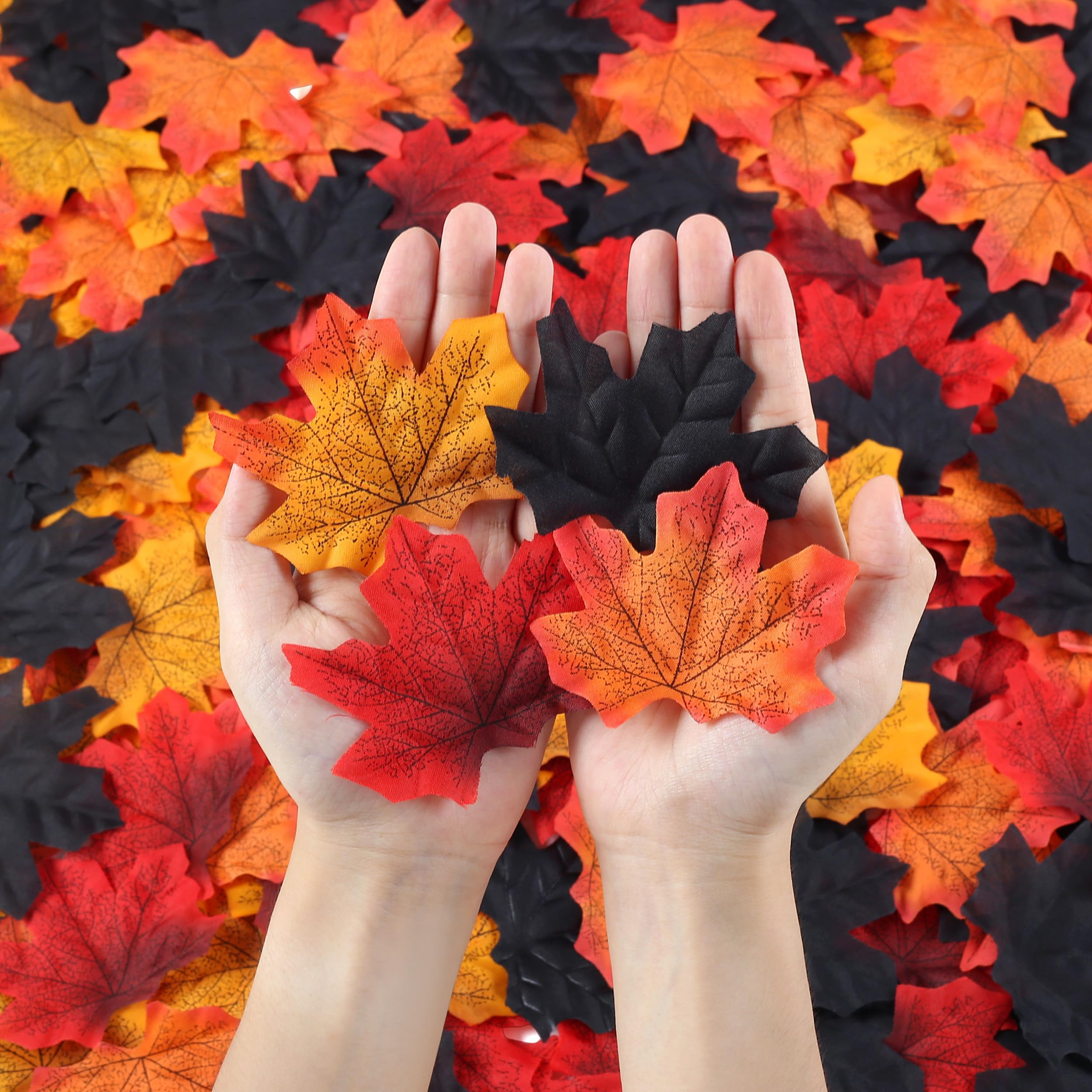 Fake Fall Leaves Bulk Black Maple Leave Artificial Flowers Faux Maple Leaf for Auturmn Wedding Ha... | Amazon (US)
