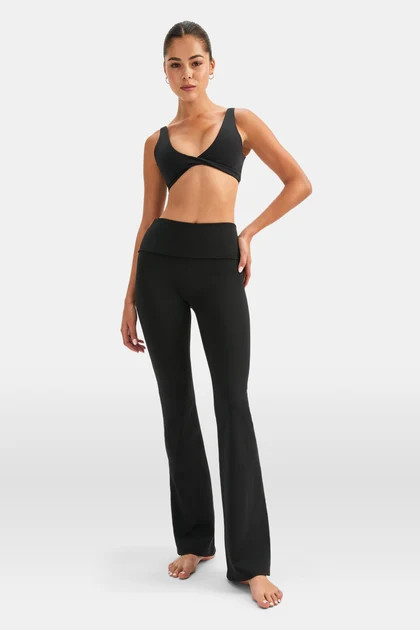 DAYFLEX MULTIWAY FOLD WAIST FLARED YOGA PANT - SHADOW BLACK | TALA (UK)