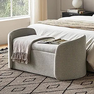 mopio Sophie 51" Ottoman Storage Bench, Entryway Bench with Storage & Seating, End of Bed Curved ... | Amazon (US)