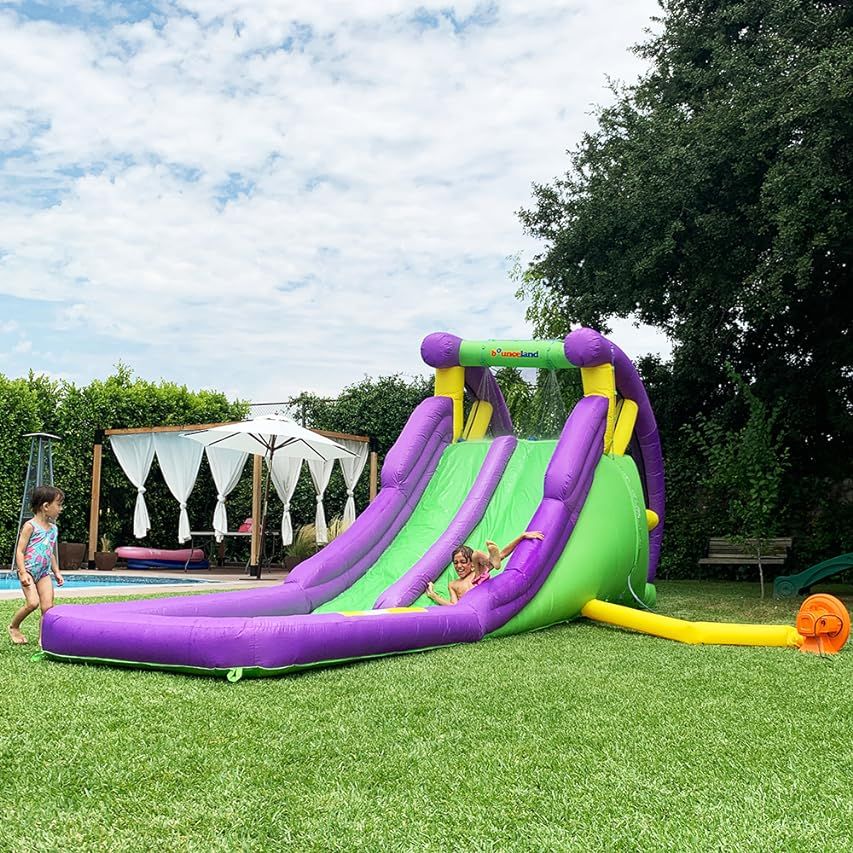 Bounceland Inflatable Double Water Slide with Splash Pool, 12 ft x 7 ft x 8.5 ft, Double Slides, Spl | Amazon (US)