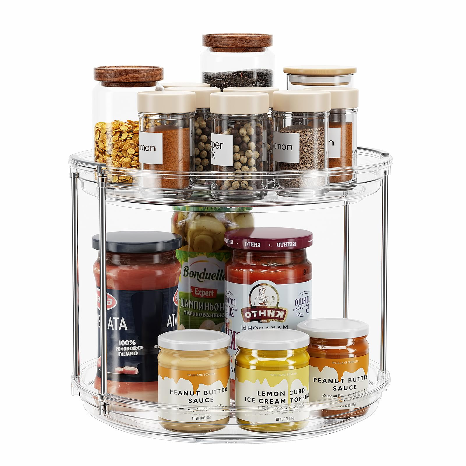 LAMU 2 Tier Lazy Susan Turntable Organizer 9.25'' Rotating Spice Rack Organization for Cabinet, K... | Amazon (US)