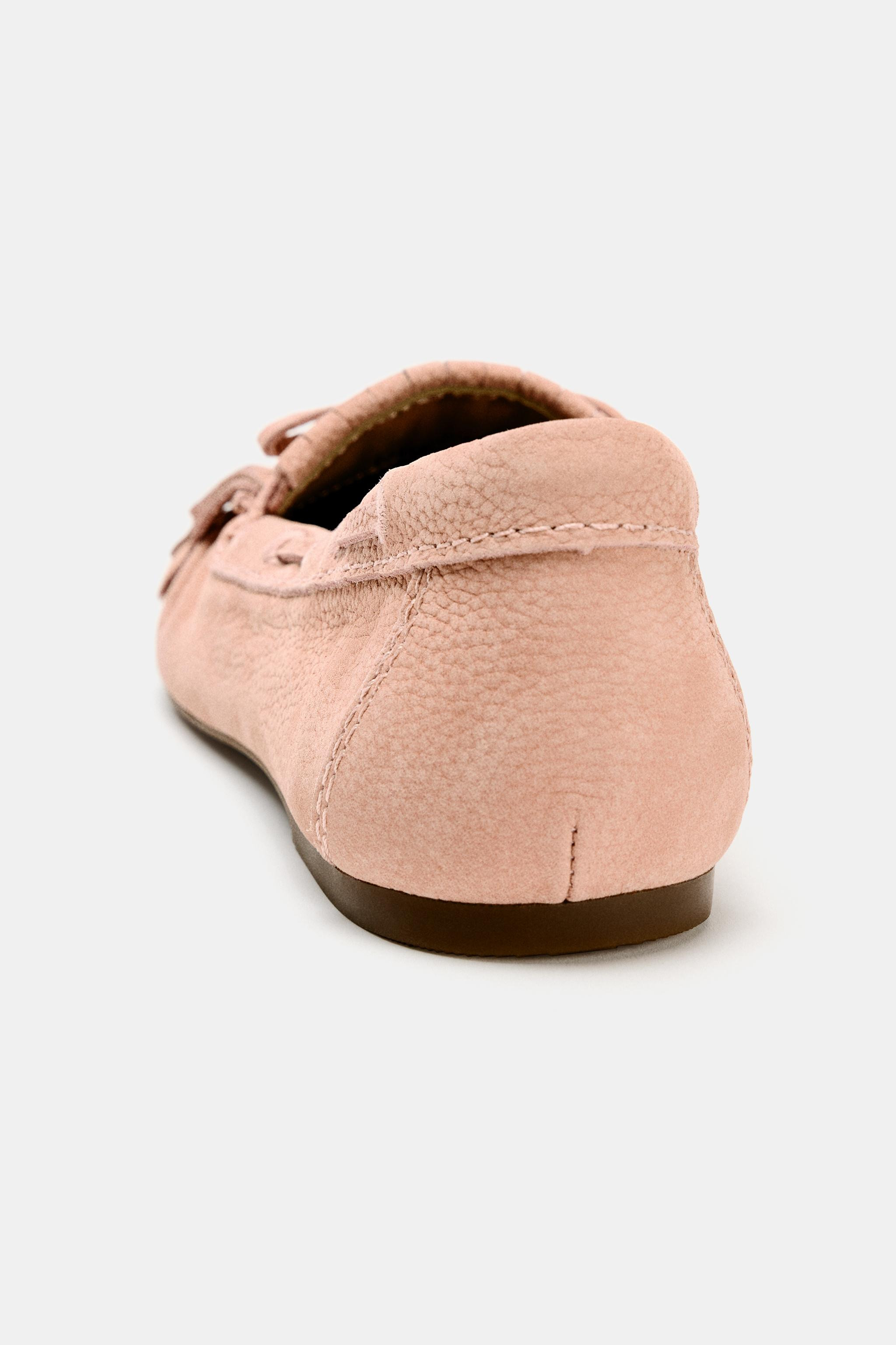 FRINGED LEATHER LOAFERS | Zara US