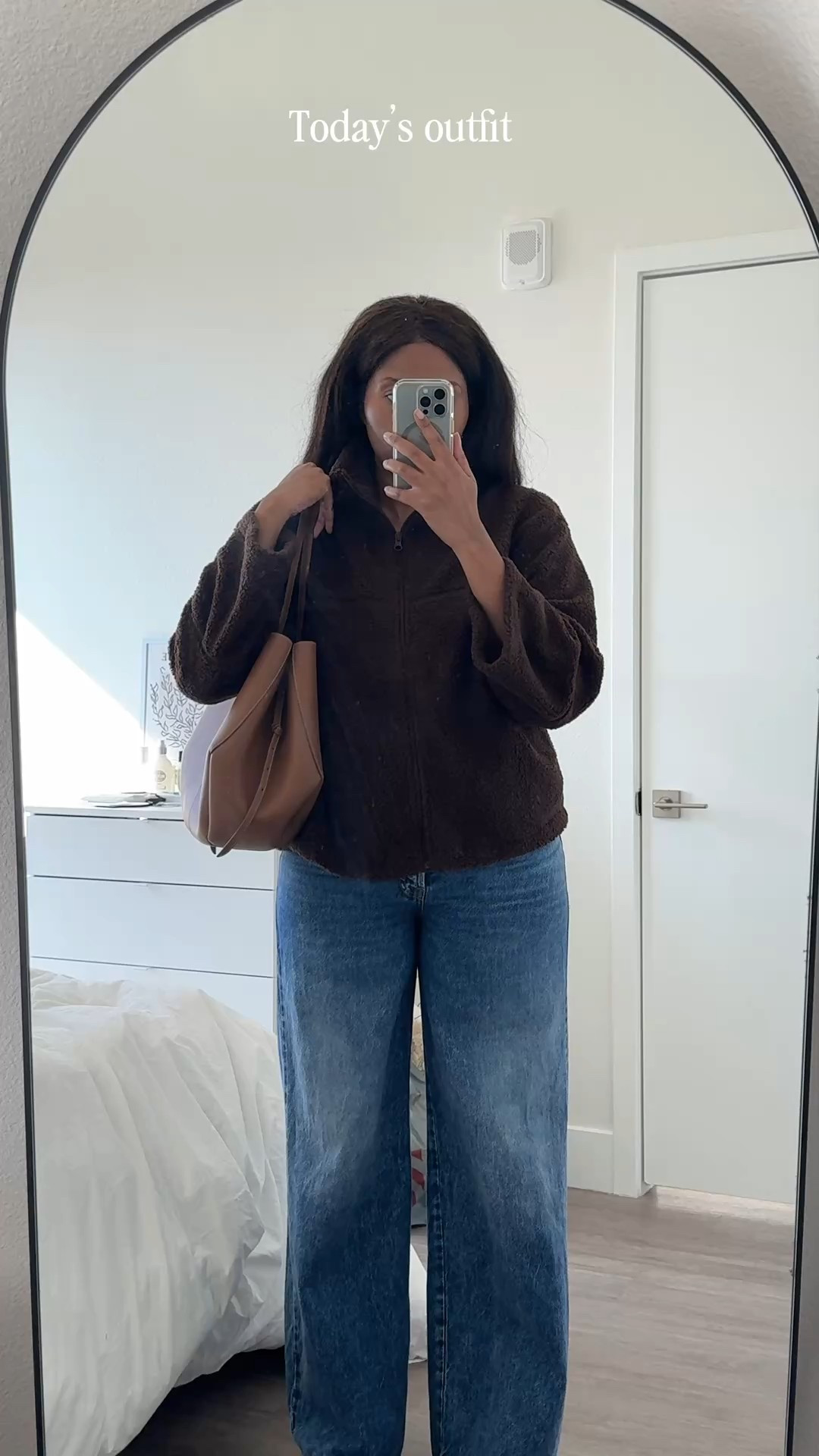 Fall outfit ideas with a brown fleece jacket and wide leg. Love these jeans so much! H&M jacket in dark brown, large. Jeans size 12. Fall fashion, teddy jacket

#LTKSeasonal #LTKStyleTip #LTKFindsUnder50