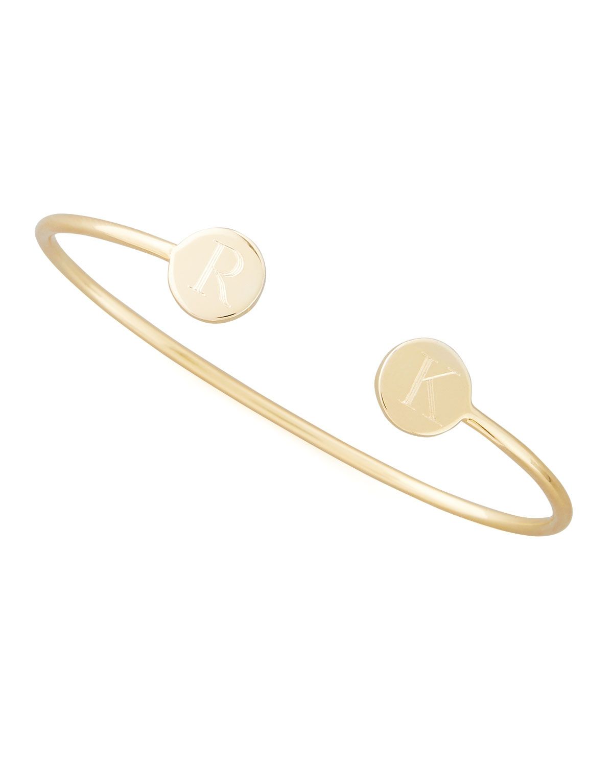 Elle Round Double-Initial Bracelet, GoldElle Round Double-Initial Bracelet, Silver | Neiman Marcus