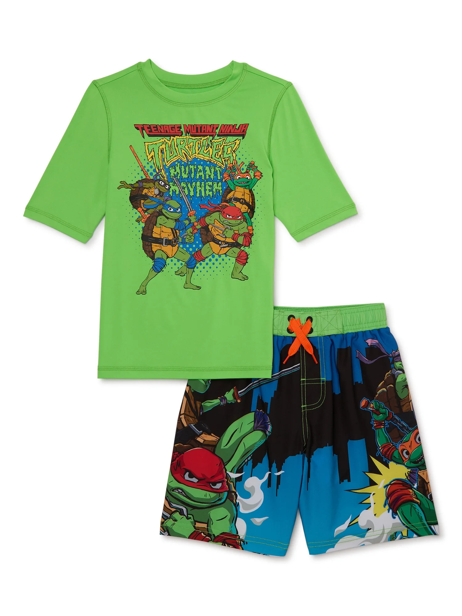 Teenage Mutant Ninja Turtles Boys Rash Guard and Swim Shorts Swim Set, 2-Piece, Sizes 4-12 | Walmart (US)