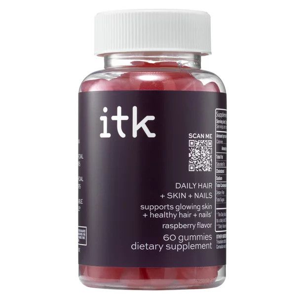 ITK Daily Hair + Skin + Nails Supplement Gummies with Biotin | Raspberry | 30-Day Supply, 60 Ct -... | Walmart (US)