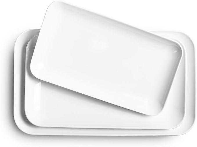 Large Serving Platter Set - DELLING 16/14/12inch Large Serving Tray - Rectangular White Serving T... | Amazon (US)