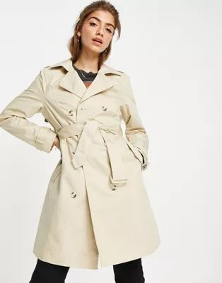 Miss Selfridge trench coat in stone | ASOS (Global)