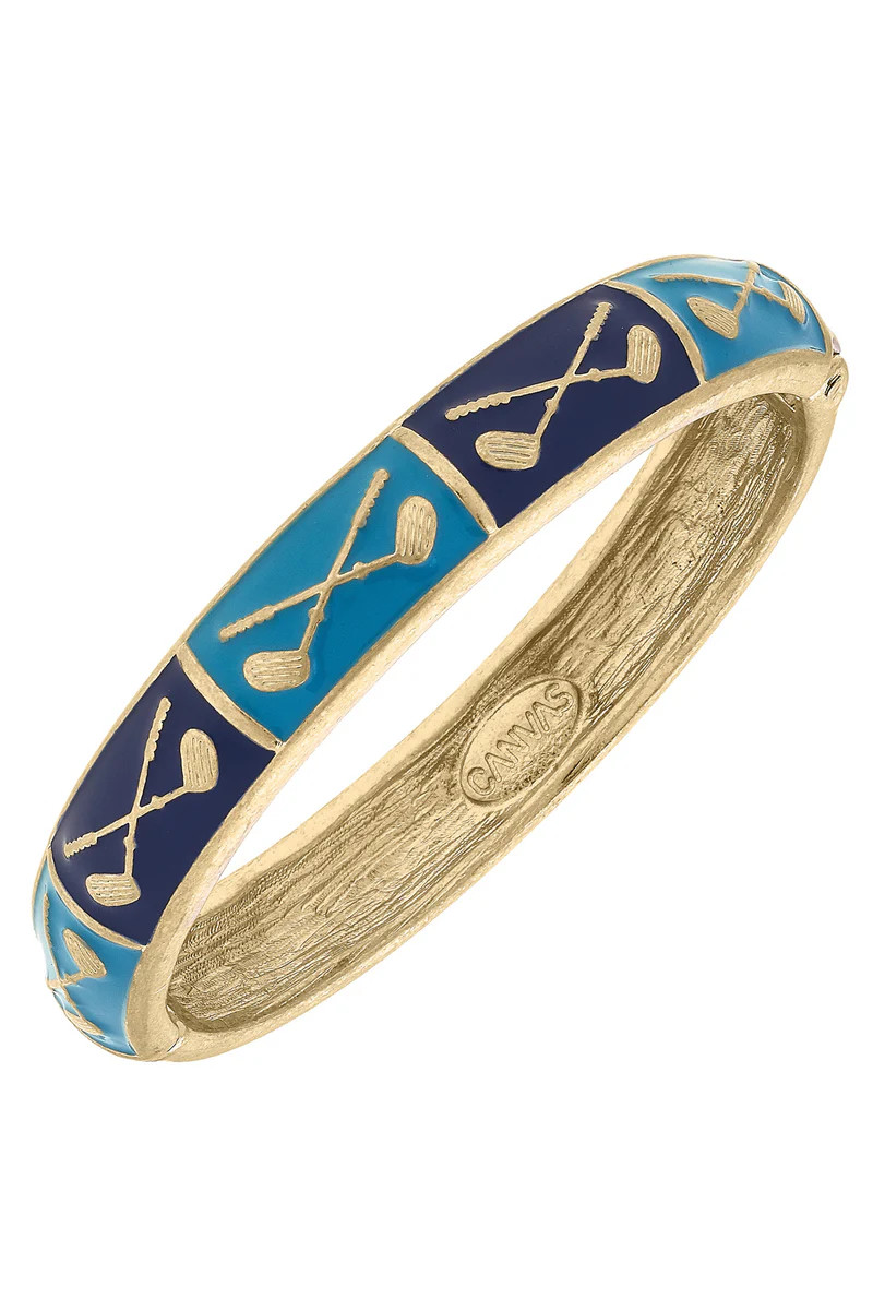 Elena Golf Sculpted Enamel Hinge Bangle in Blue | CANVAS