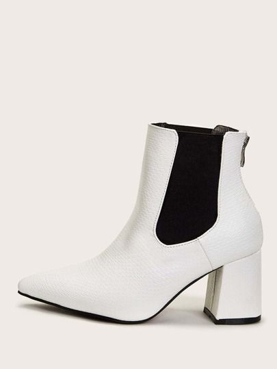 Point Toe Chunky Heeled Chelsea Boots | ROMWE