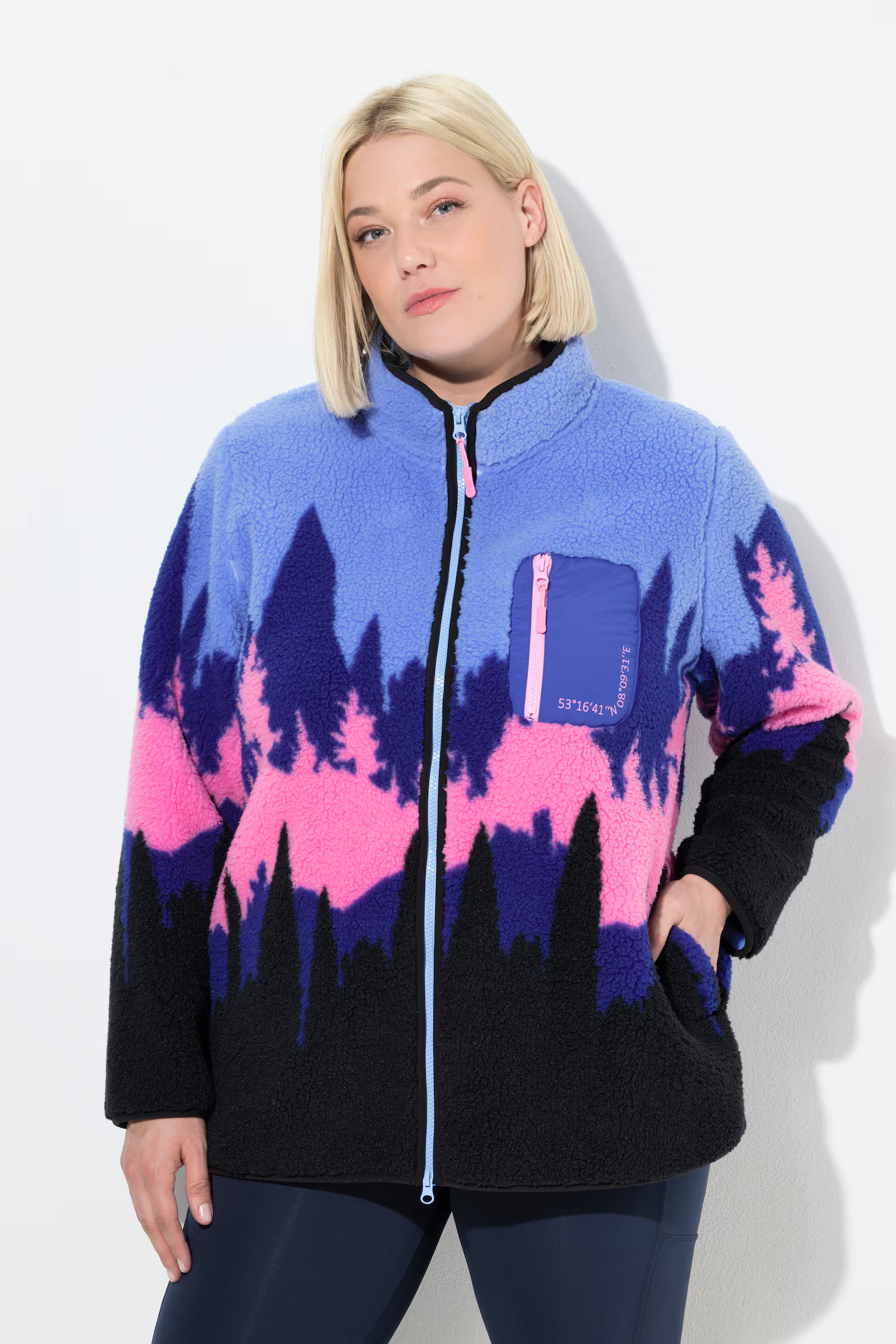 Alpine Landscape Fleece Jacket | Ulla Popken - US