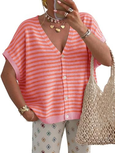 Summer Top,Spring Cardigan,Lightweight Shirt,Batwing Sleeve,Button Down,V Neck,Casual Office Wear... | Amazon (US)
