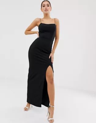 Club L London square neck midaxi dress in black | ASOS (Global)