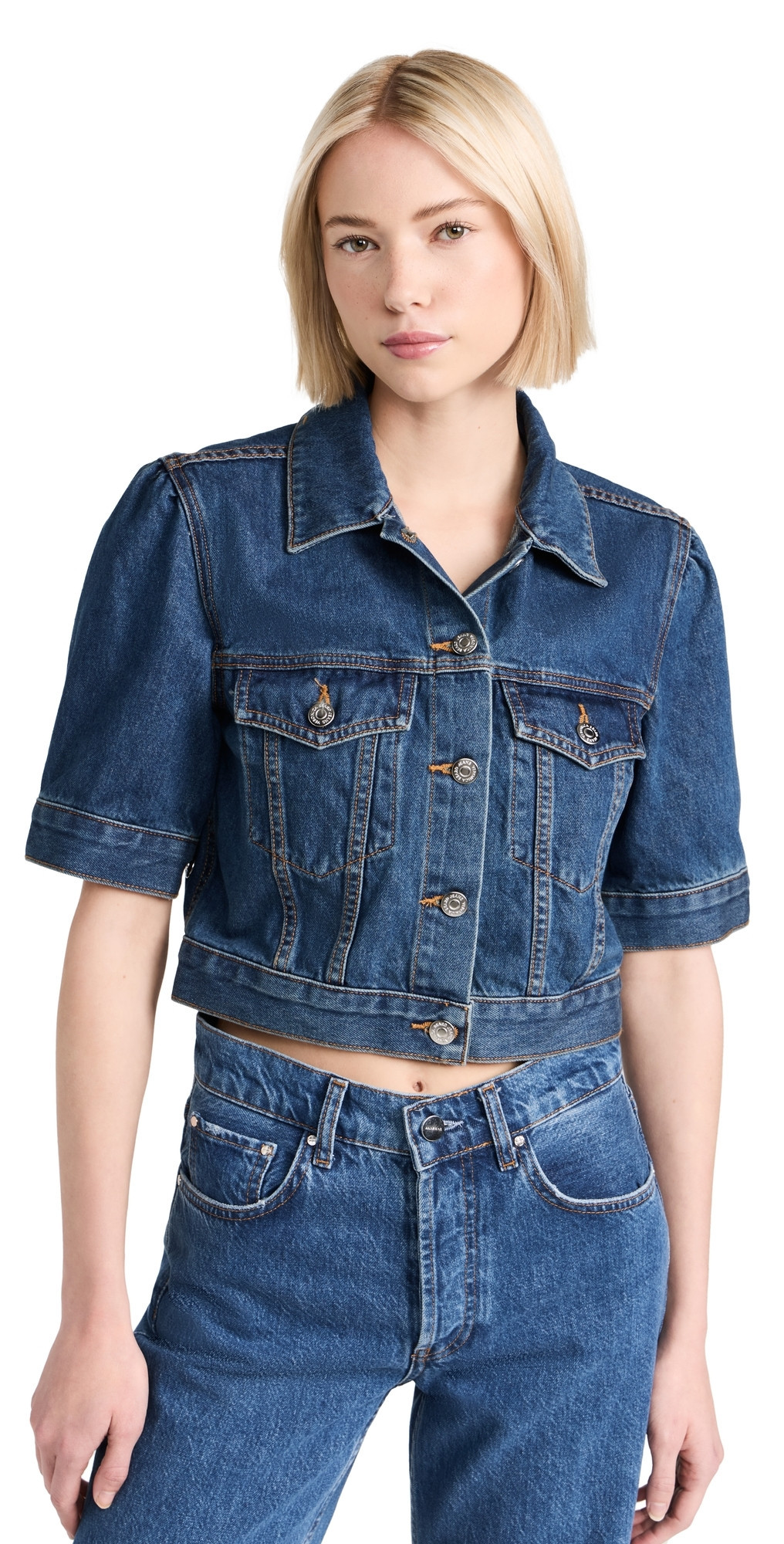 Veronica Beard Jean Raina Short Sleeve Denim Jacket Serendipity L | Shopbop