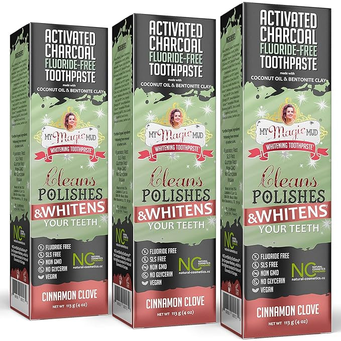 My Magic Mud - Activated Charcoal Toothpaste, Natural, Whitening, Detoxifying, 4 oz, Cinnamon Clo... | Amazon (US)