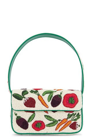 Staud Tommy Beaded Bag in Cream,Green | FWRD 