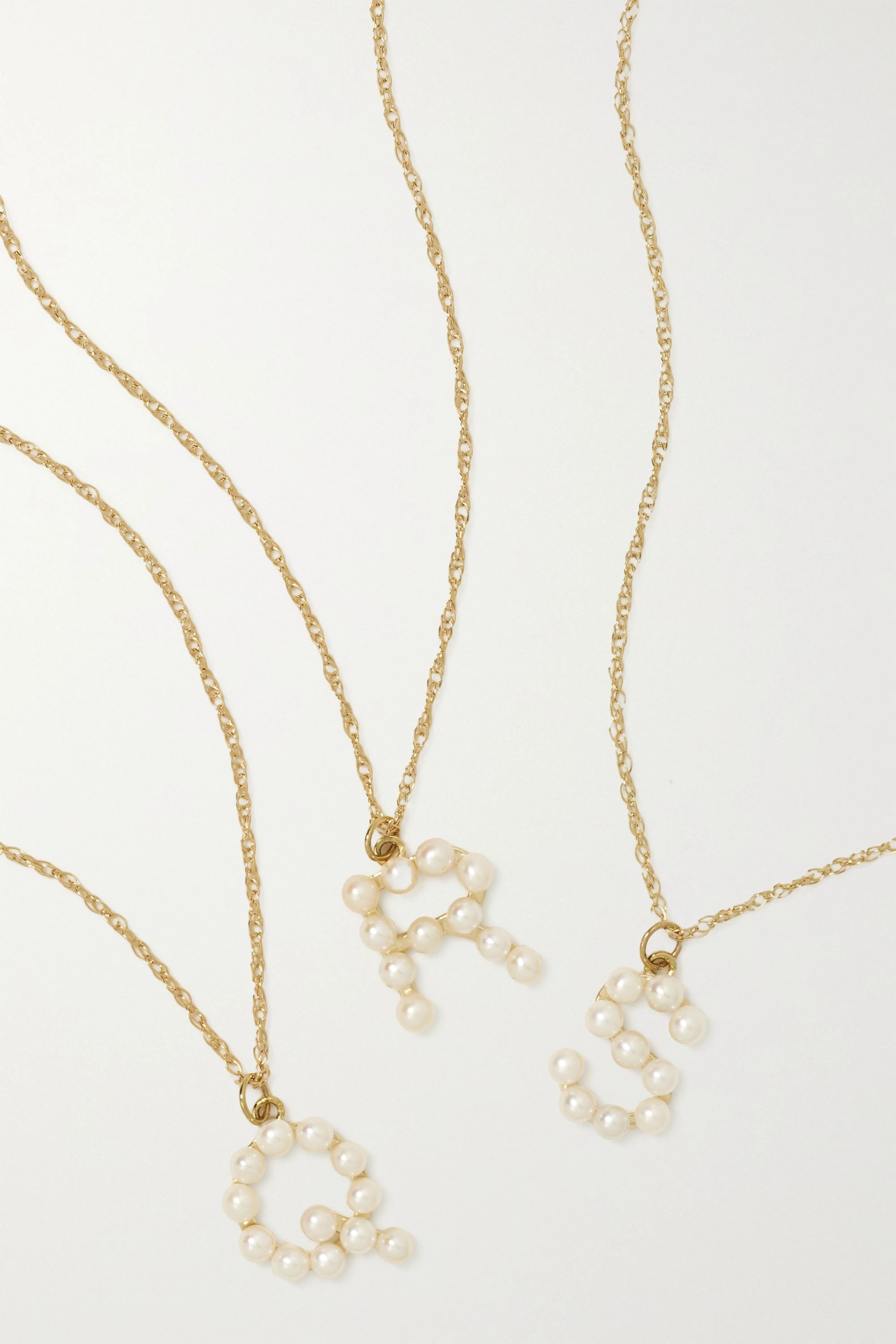 Gold Initial 10-karat gold pearl necklace | STONE AND STRAND | NET-A-PORTER | NET-A-PORTER (US)