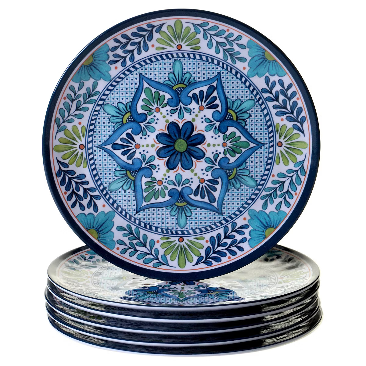 Certified International Talavera by Nancy Green Melamine Dinner Plates 11" Blue - Set of 6 | Target