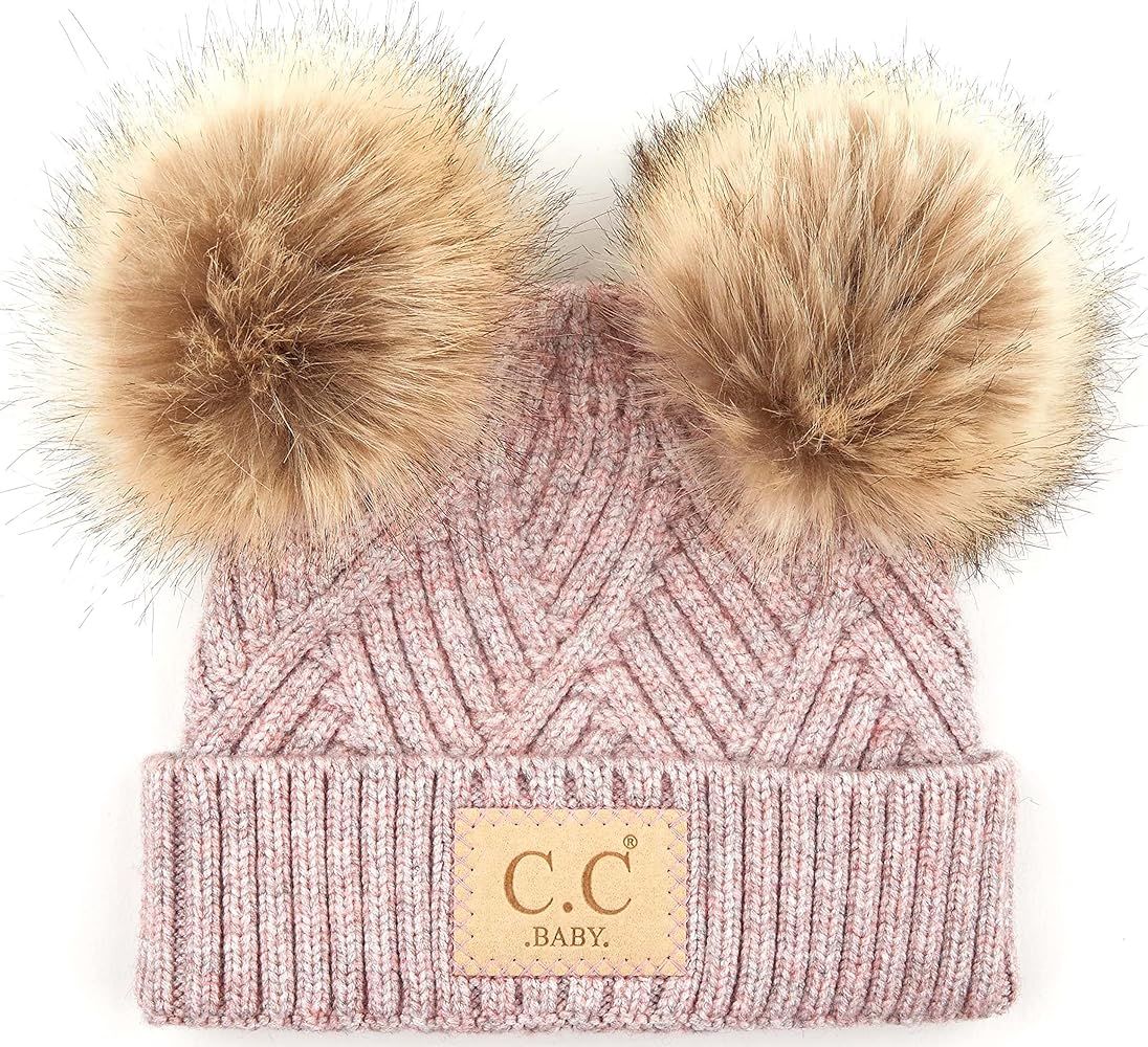 Funky Junque Exclusives Baby Infant Beanie Knit Warm Winter Pom Pom Skull Cap Hat | Amazon (US)