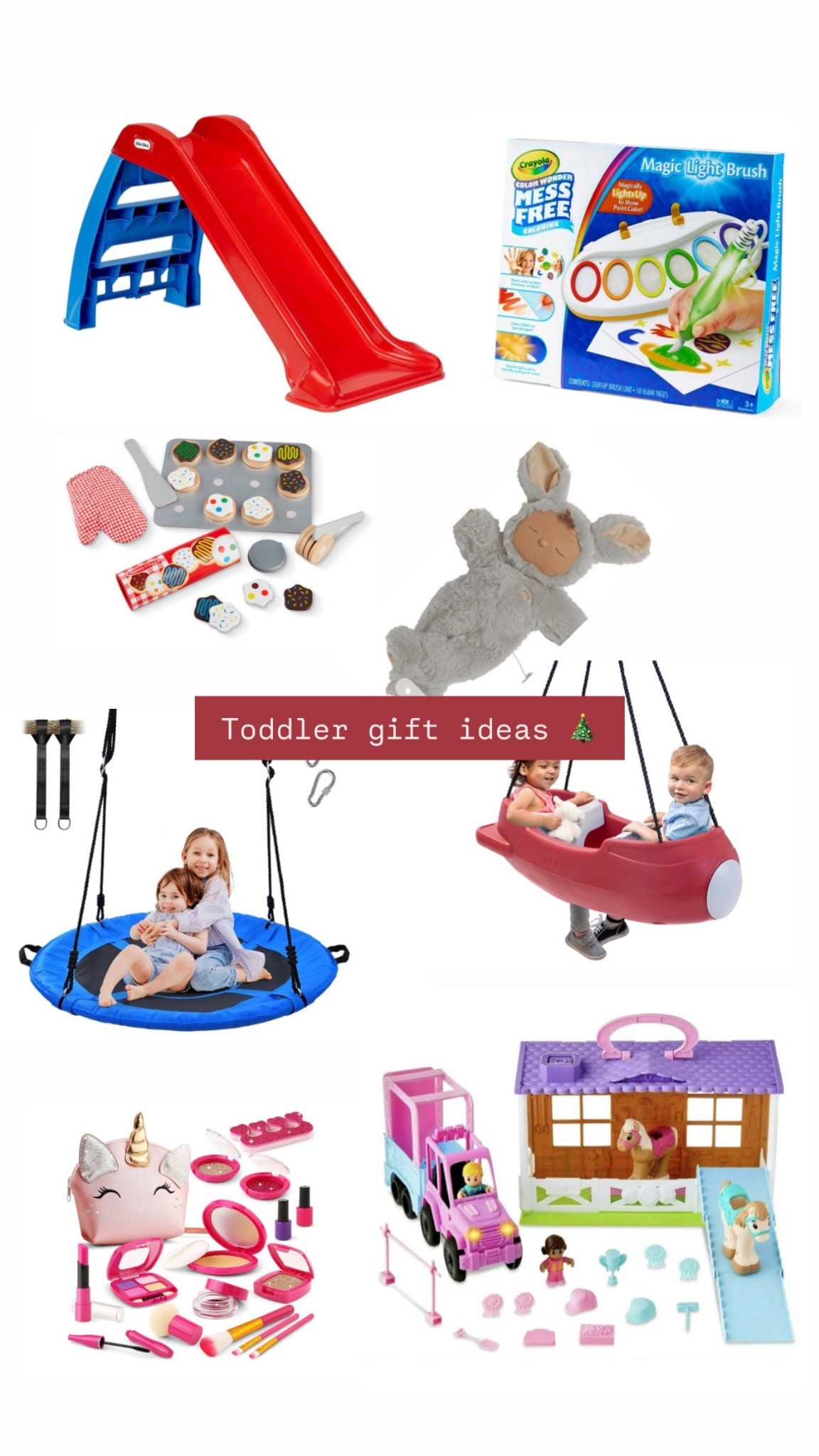 Gift guide for toddlers! My girls absolutely love the two seater swing “rocket ship” it’s perfect for ages up until around 3.5-4 depending on their size and weight. 

Toddler gift guide Christmas gift kids little tikes affordable gifts kids baby finds 

#LTKKids #LTKGiftGuide #LTKBaby