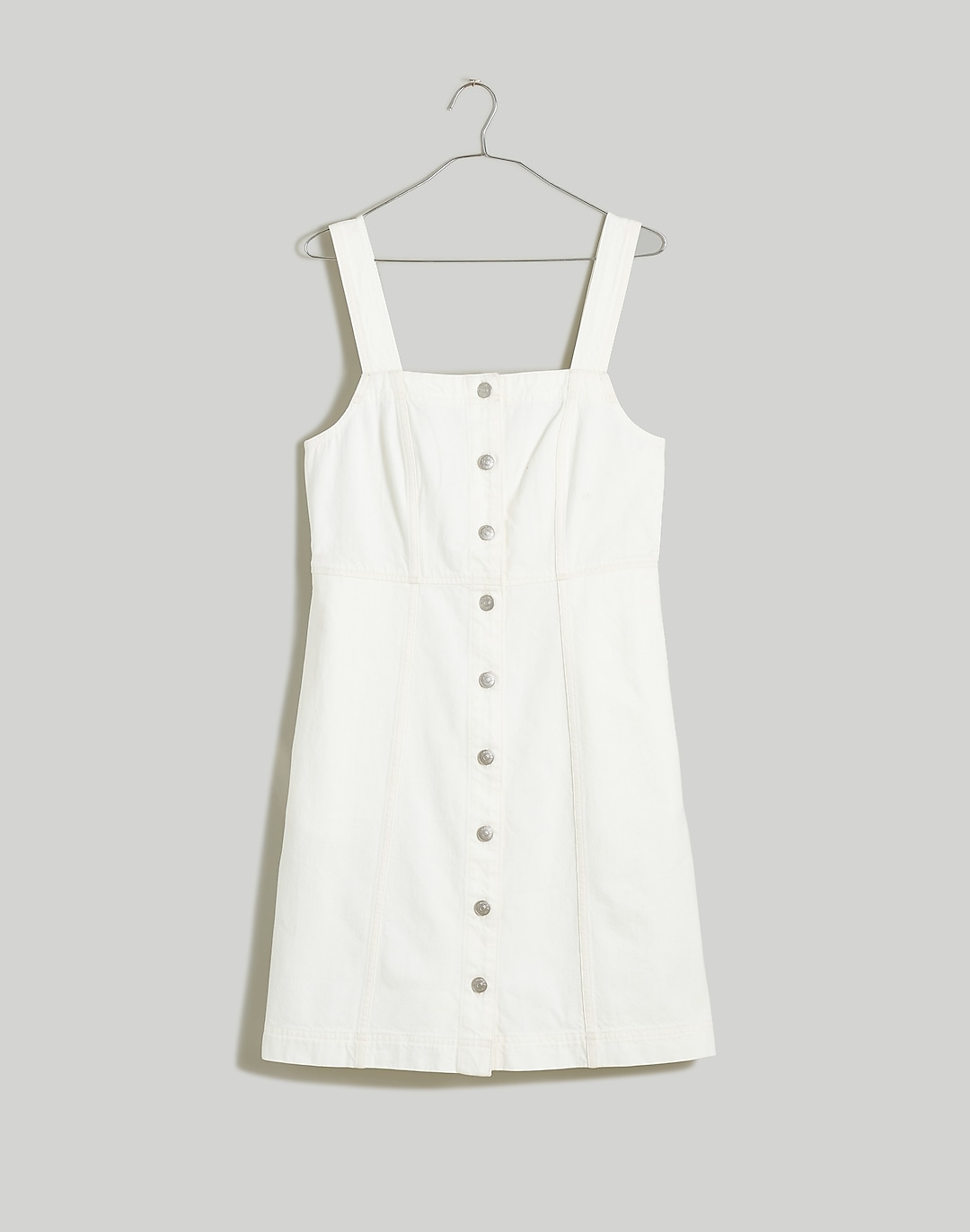 Denim Square-Neck Sleeveless Mini Dress in Tile White | Madewell