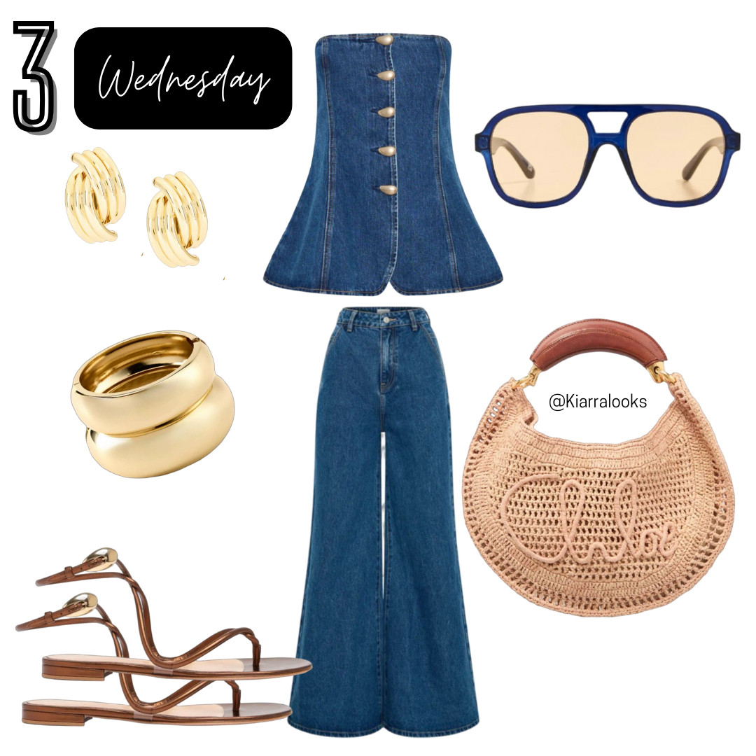 Vacation Outfit 
#denim #canadiantuxedo #vacationoutfit 

 #LTKWatchNow #LTKStyleTip #LTKItBag