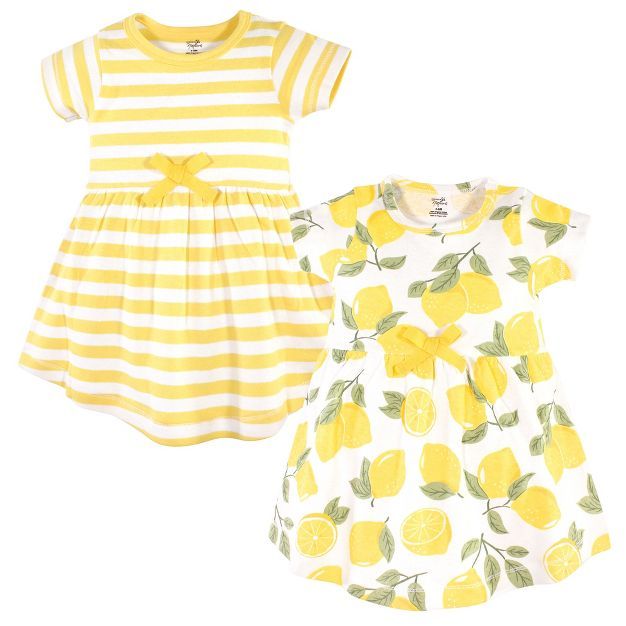 Touched by Nature Baby and Toddler Girl Organic Cotton Short-Sleeve Dresses 2pk, Lemon Tree | Target