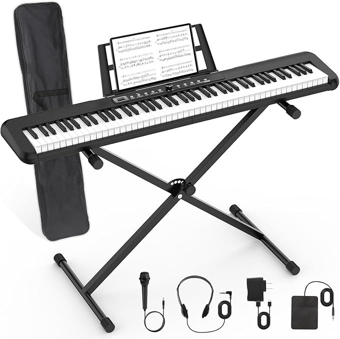 88 Key Digital Piano, Semi Weighted Electronic Keyboard Piano with Music Stand, Power Supply, Sus... | Amazon (US)