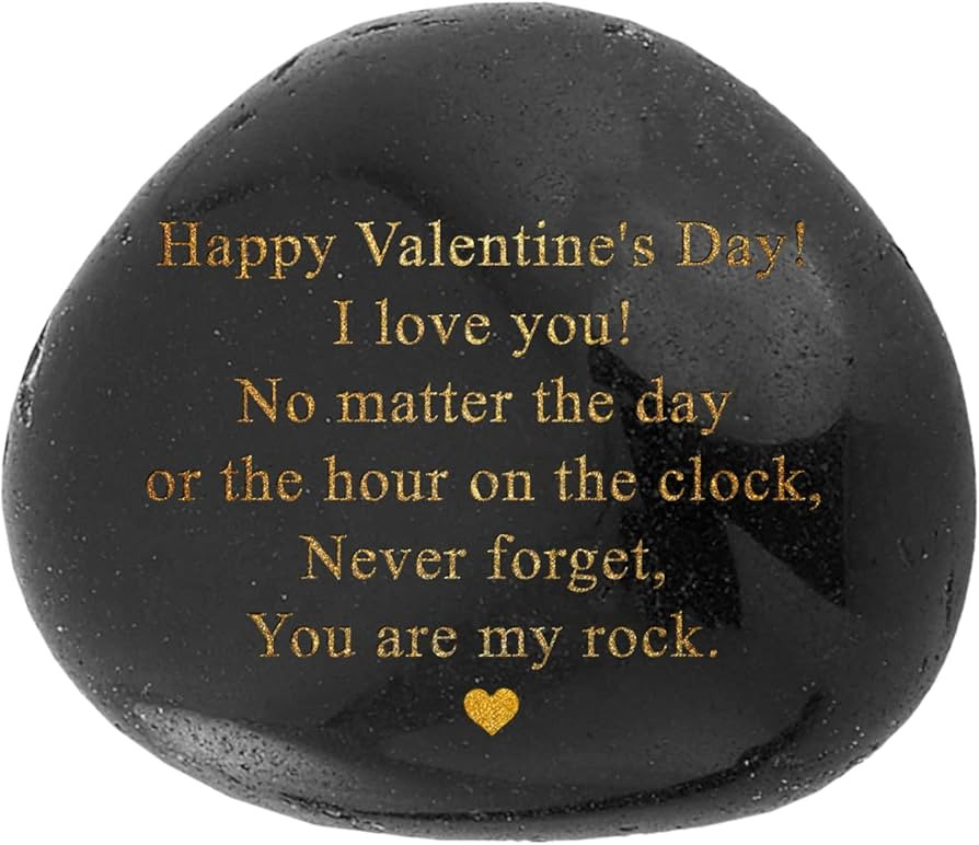 Happy Valentines Day Gift - Black Polished You are My Rock Engraved Pebble - Decorative Paperweig... | Amazon (UK)
