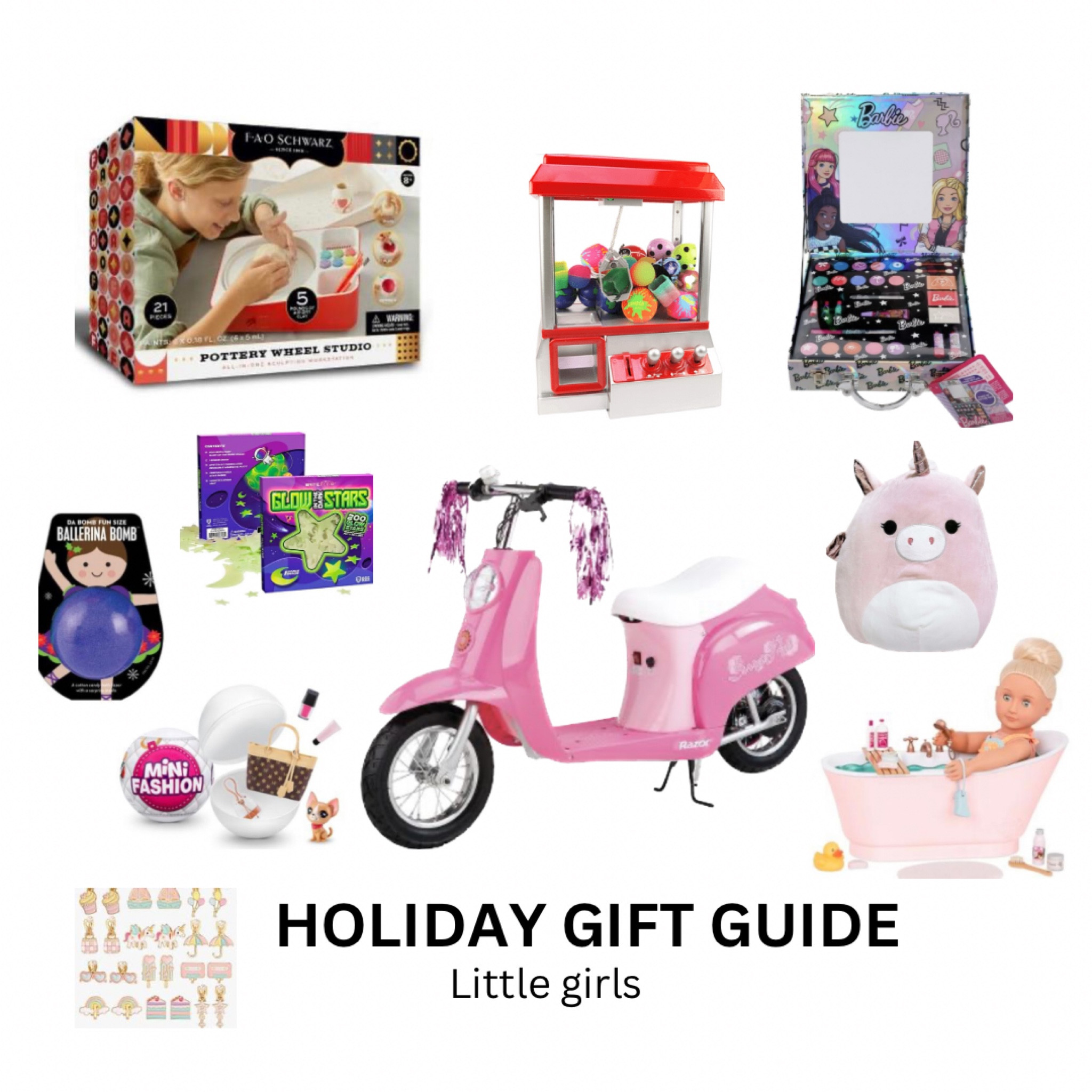 Girls gifts, pottery, Christmas gifts, electric scooter, claw machine, makeup kit for little girls, birthday gifts for little girls, stuffed animal, target, Amazon 

#LTKHoliday #LTKGiftGuide #LTKkids