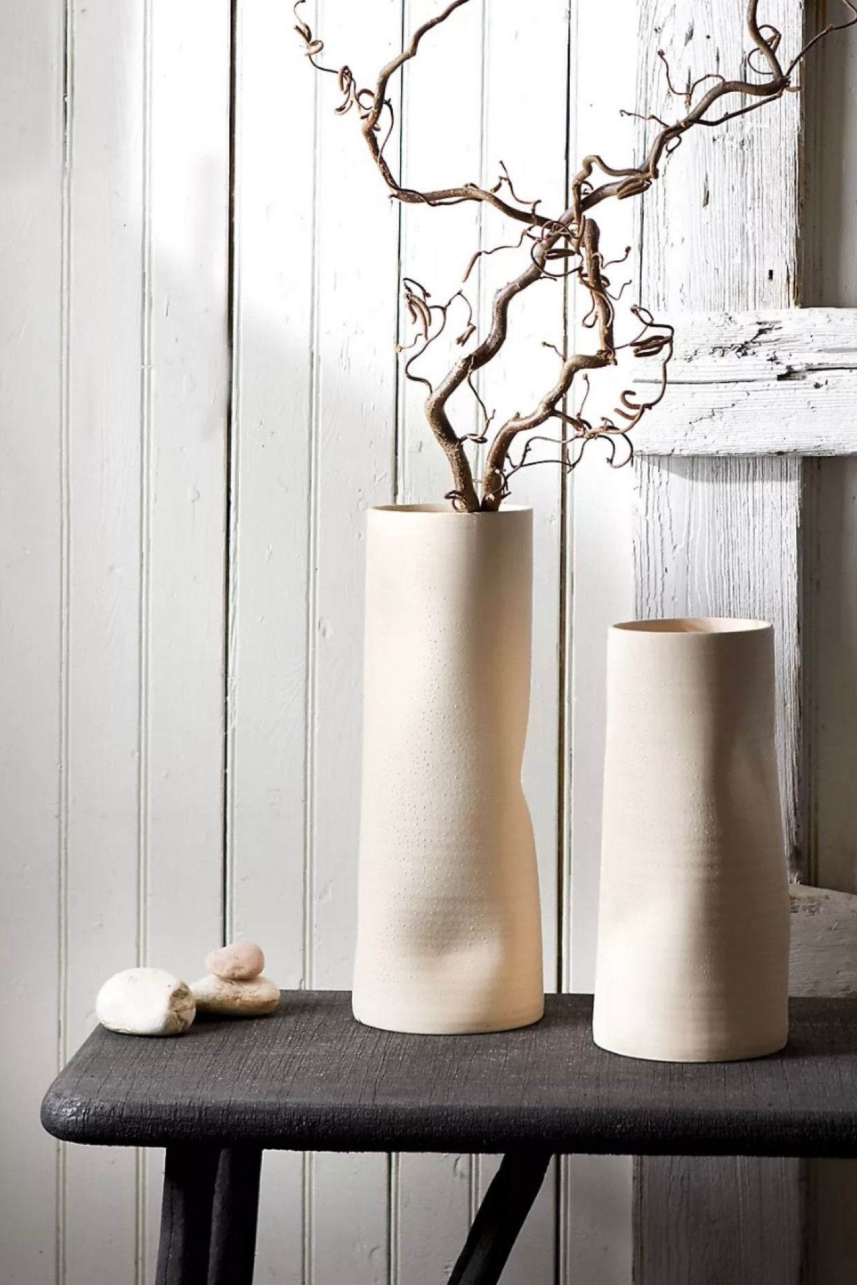 Dimpled ceramic vases 