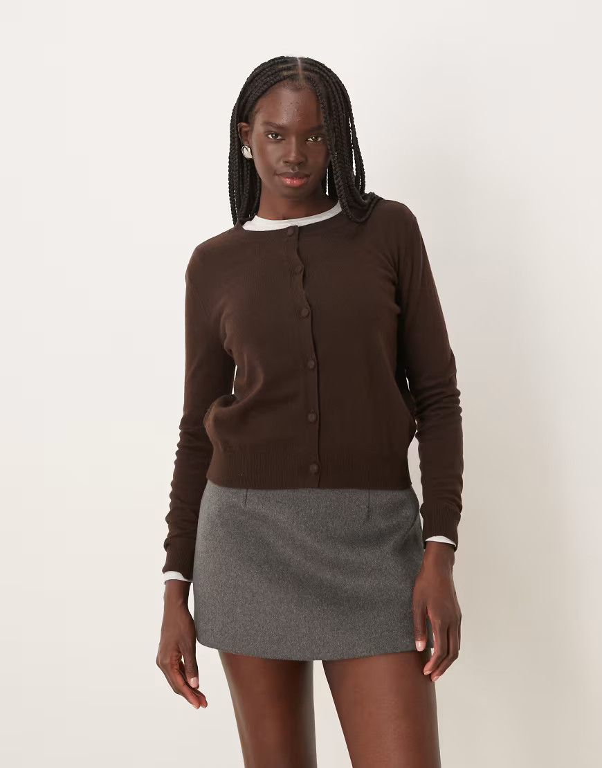 Mango lightweight cardigan in chocolate-Brown | ASOS (Global)
