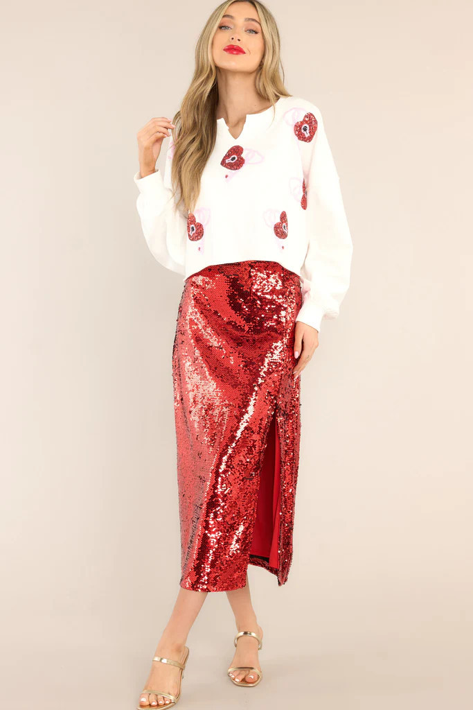 Forever And On White Cropped Sweatshirt | Red Dress 