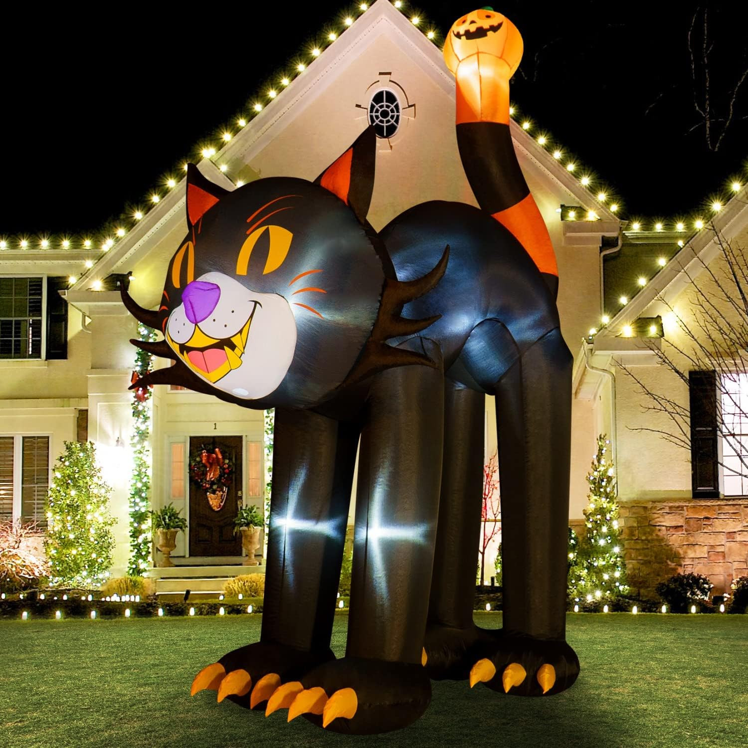 JETEHO 10.5 FT Halloween Inflatables Huge Black Cat Yard Sign Halloween Outdoor Decorations with ... | Amazon (US)