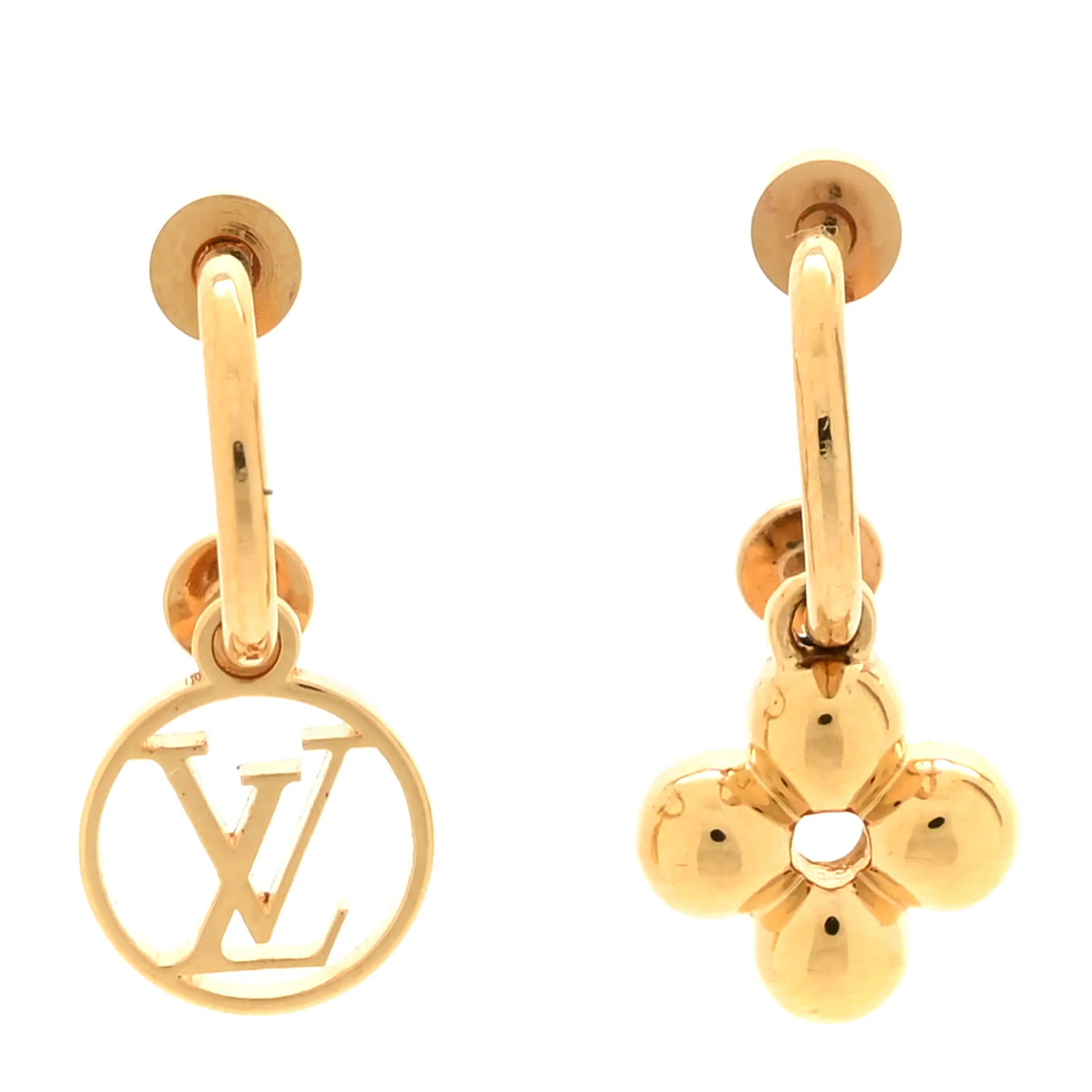 Louis Vuitton Brass Blooming Earrings Gold 1727596 | FASHIONPHILE (US)