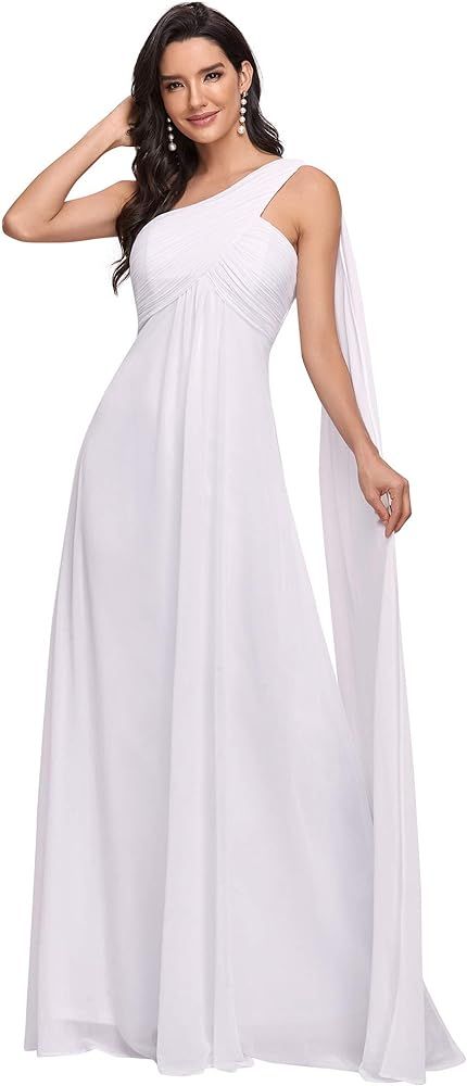 Ever-Pretty Women's Flowy One-Shoulder Ruched Bust Long Bridesmaid Dress Evening Gown 09816-USA | Amazon (US)