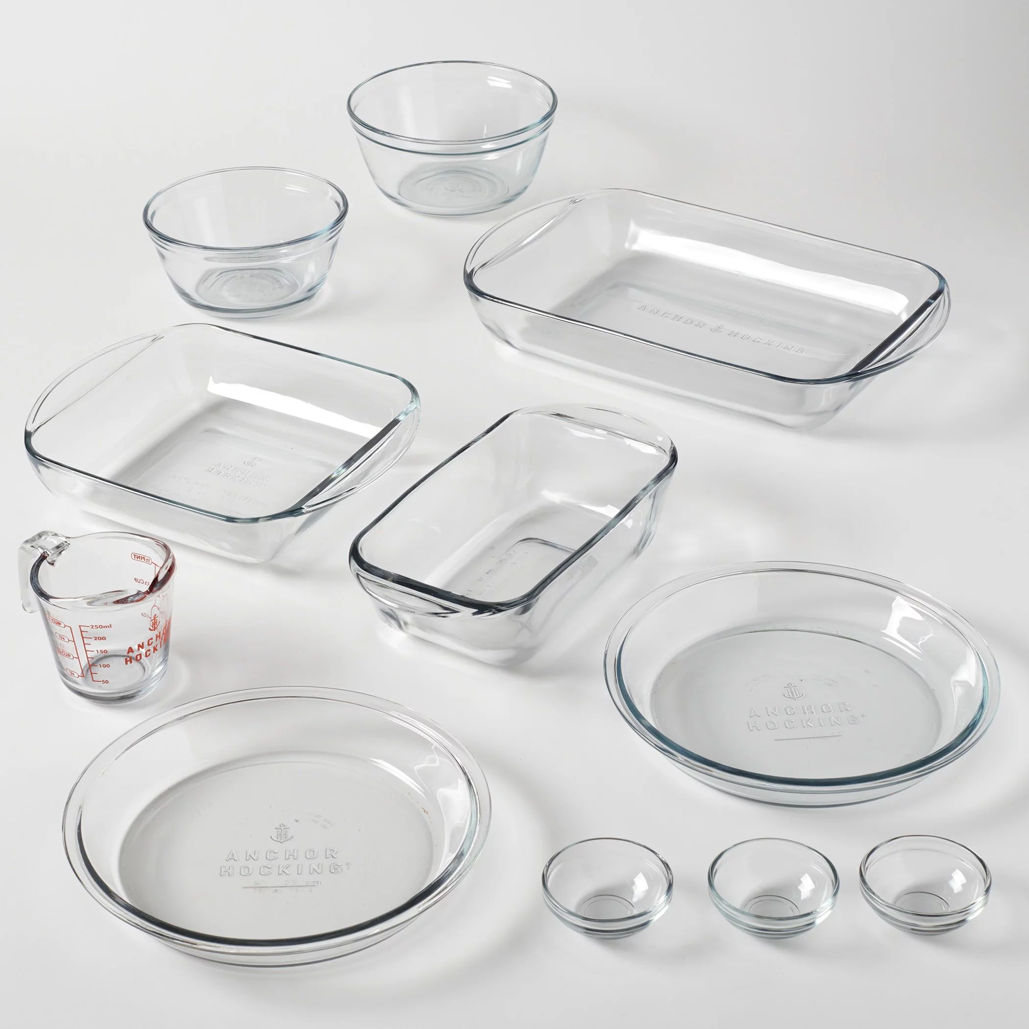 Anchor Hocking Glass 11 Piece Bakeware Set, Multiple Sizes with Measuring Cup - Walmart.com | Walmart (US)