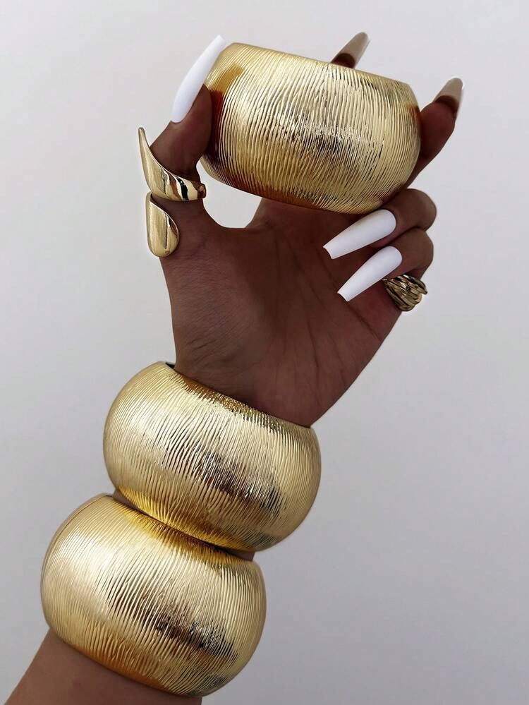 1pc Retro Exaggerated Punk Style Acrylic Asymmetric Bracelet, Minimalist Thick Multi-Color Beaded... | SHEIN